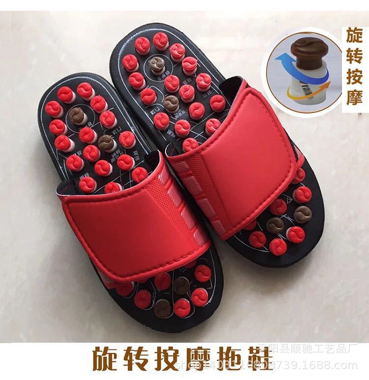 Therapeutic Acupressure Massage Slippers with Natural PebbleRed Red