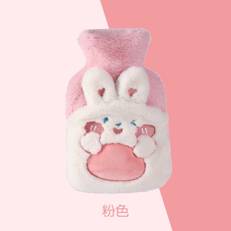 Cartoon Plush Hot Water Bag with Pocket DesignPink Bunny Pink Bunny