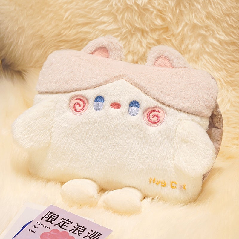 Cartoon Cat Plush Hot Water Bottle with Detachable Hand WarmerMilk coffee hug cat hot water bag cover (without hot water bag) Milk coffee hug cat hot water bag cover (without hot water bag)