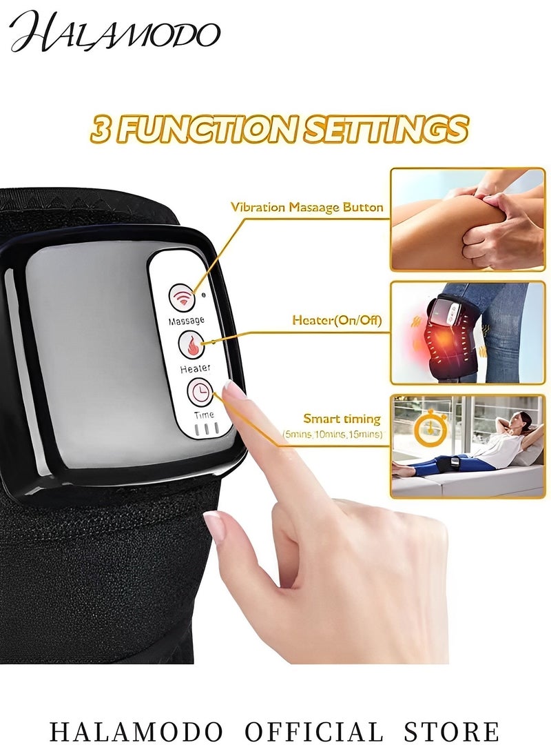 Cordless Heated Knee Massager with Heat and Vibration for Knee Pain Relief Leg Massager Knee Shoulder Elbow Heating Massage Wrap Heated Knee Pad for Men & Women & Elders