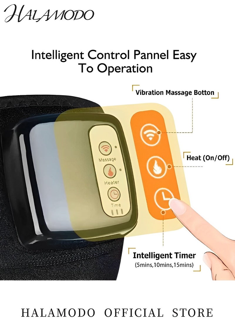 Cordless Heated Knee Massager with Heat and Vibration for Knee Pain Relief Leg Massager Knee Shoulder Elbow Heating Massage Wrap Heated Knee Pad for Men & Women & Elders