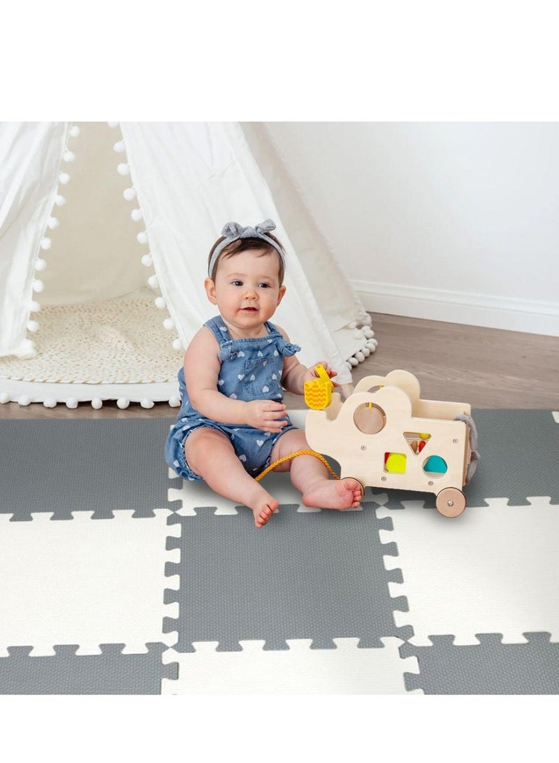 Bumble & Bird - BabySafe Play Mat - Grey & Cream - 9pc - Assorted 1 Set