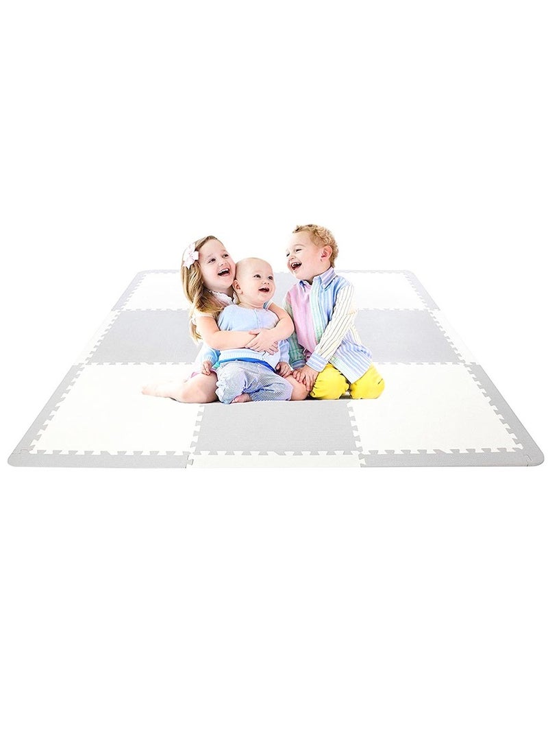 Bumble & Bird - BabySafe Play Mat - Grey & Cream - 9pc - Assorted 1 Set