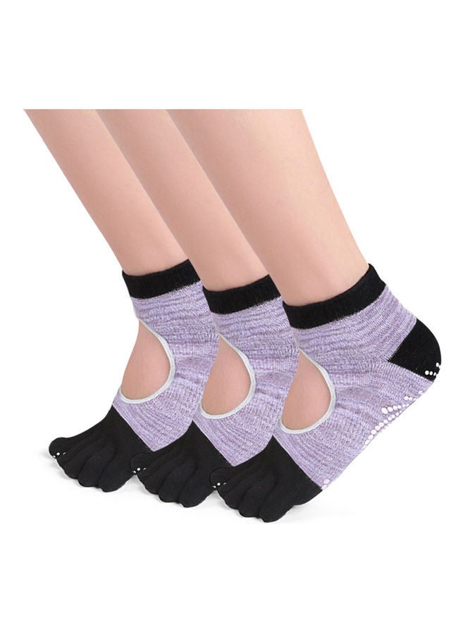 Pair Of 3 Non-Slip Open Toe Yoga Socks With Grips 24.00*3.50*16.00cm