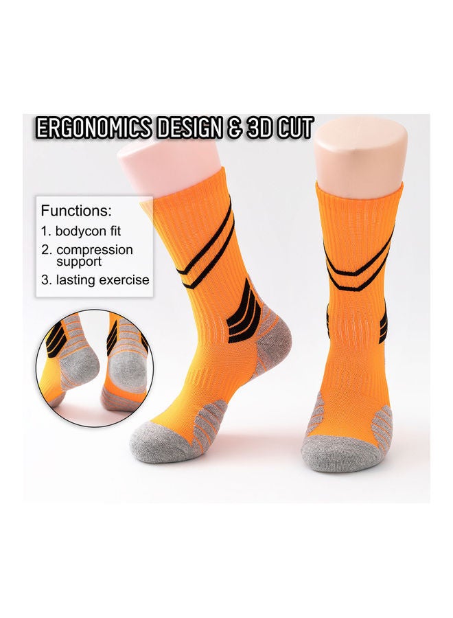 Men Cycling Socks Striped Elastic Breathable Anti-Slip Towel Bottom Running Basketball Sports Stockings Two Pairs