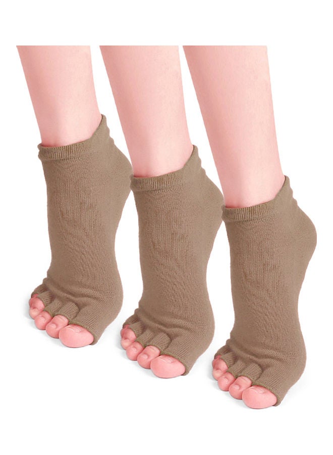 Pair Of 3 Non-Slip Open Toe Yoga Socks With Grips 24.00*4.00*16.00cm