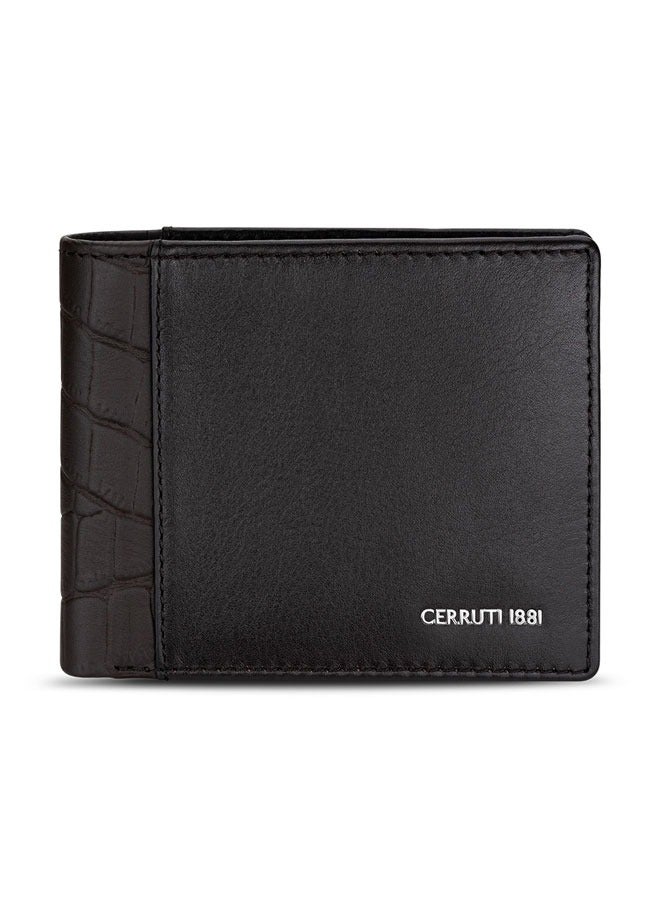 CERRUTI 1881 Men's Brown Leather Wallet - Plain with Croco Trim