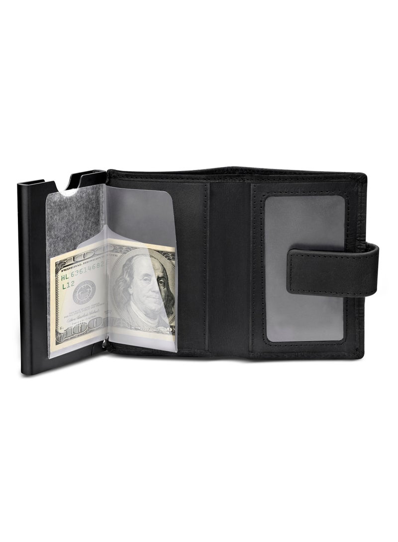 Police Emboss Leather & Alloy Men's Card Case, RFID Safe - PELGD2206908