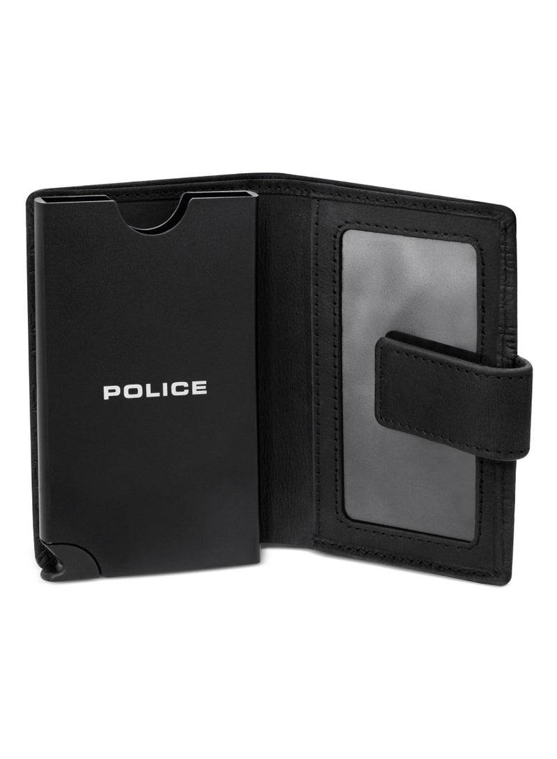 Police Emboss Leather & Alloy Men's Card Case, RFID Safe - PELGD2206908