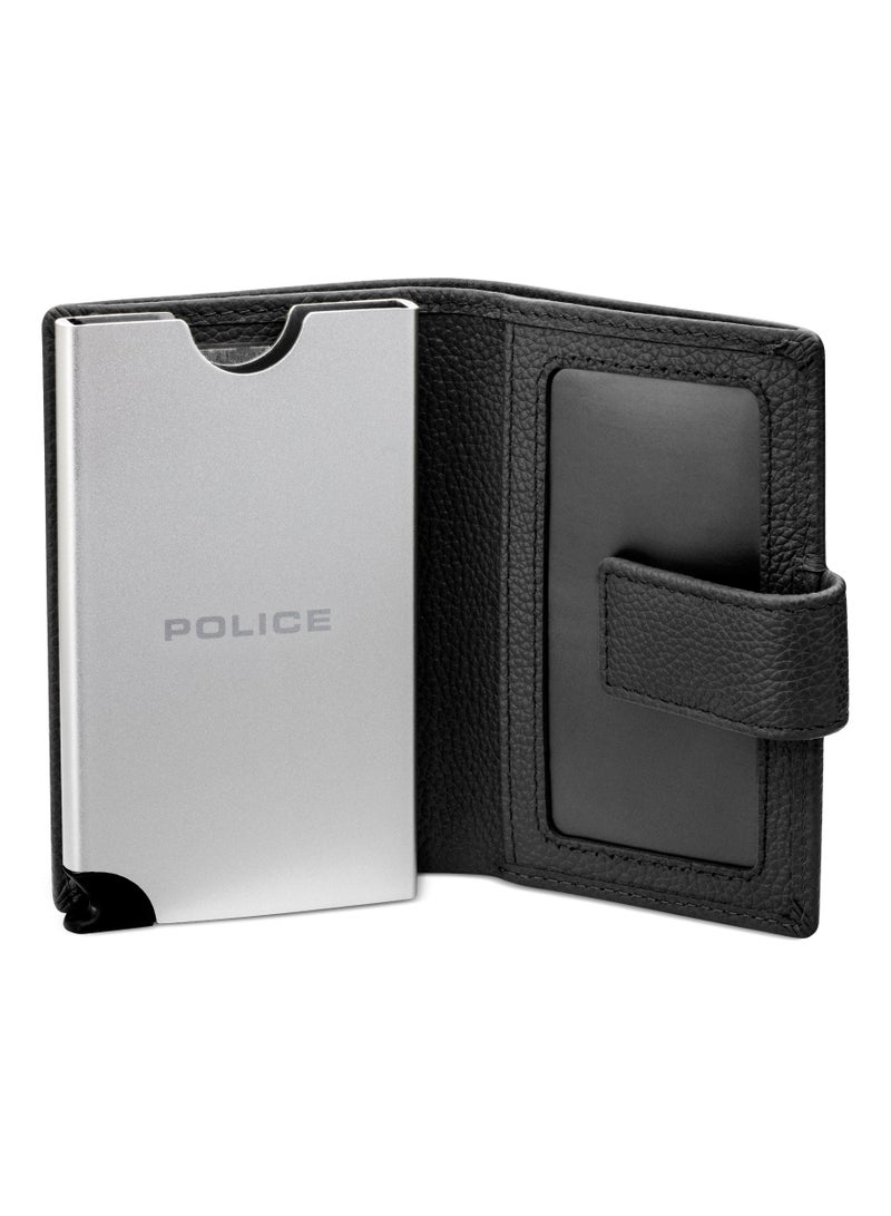 Police Boumous Leather & Alloy Men's Card Case, RFID Safe - PELGD2206905