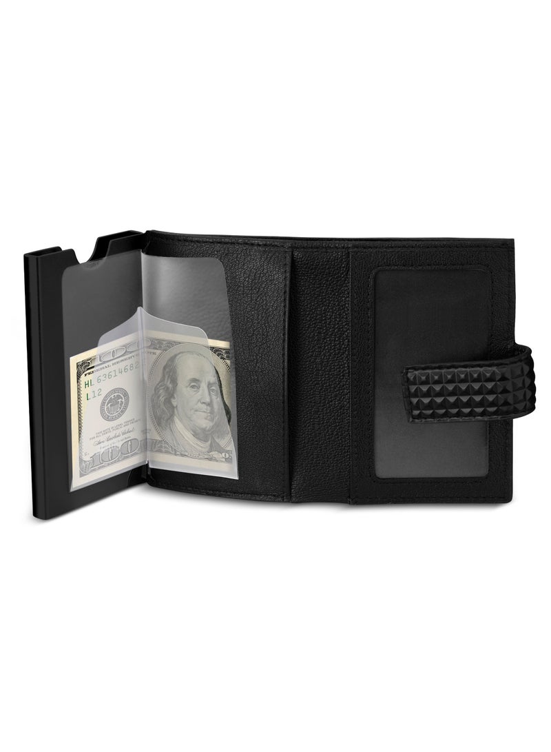 Pyramid Vegan Leather & Alloy Men's Automatic Card Case, RFID Safe - PELGD2206907