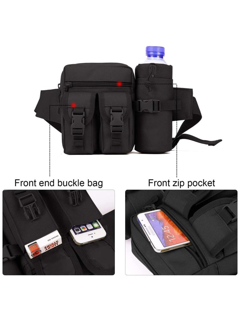 Tactical Waist Pack - Waterproof Pack With Water Bottle Holder, Outdoor Waist Bag for Hiking Travelling Climbing Cycling Running Camping Hunting Fishing