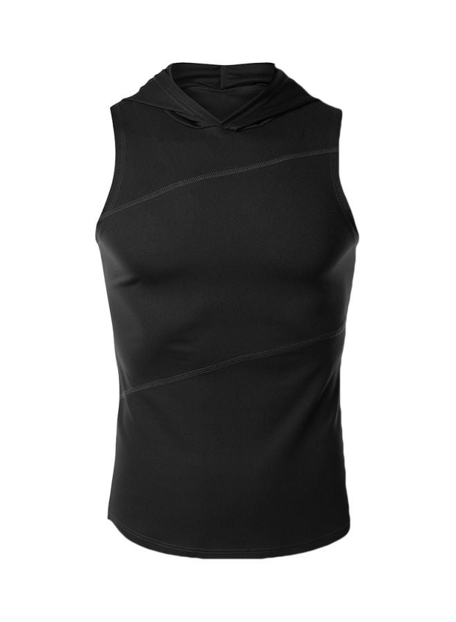 Athletic Hooded Vest Black