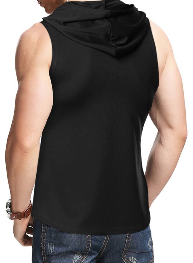 Athletic Hooded Vest Black