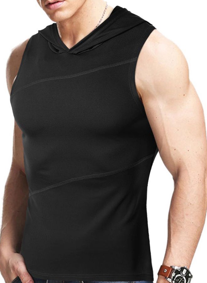 Athletic Hooded Vest Black