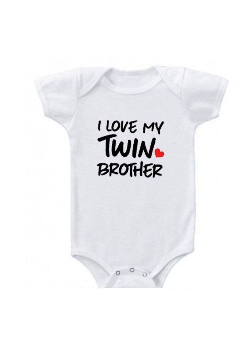 I Love My Twin Brother or Sister Printed Romper
