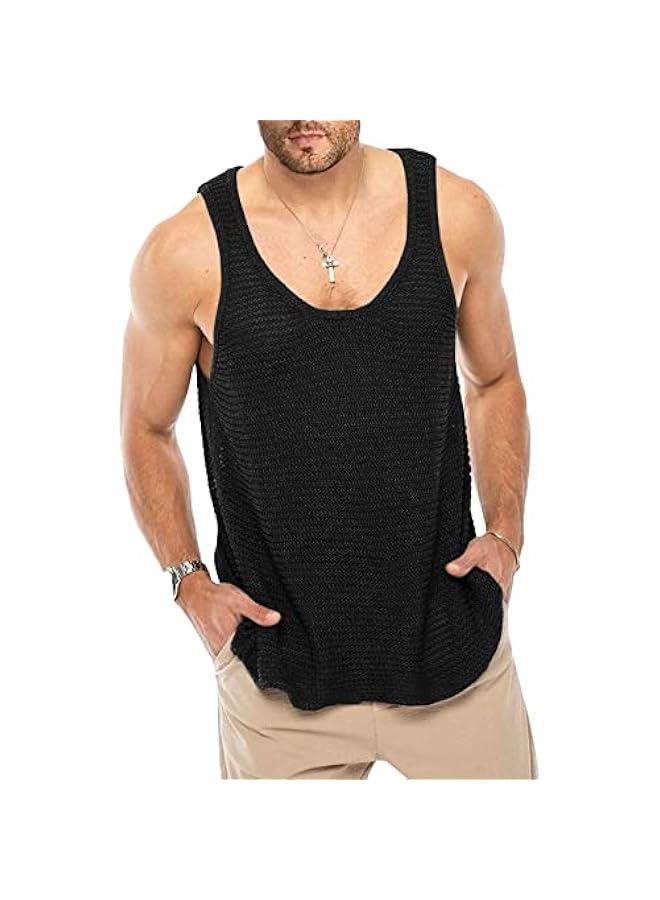 See Through Sleeveless Tank Tops for Men Casual Unique Workout Outdoor T Shirts Gym Muscle Shirts