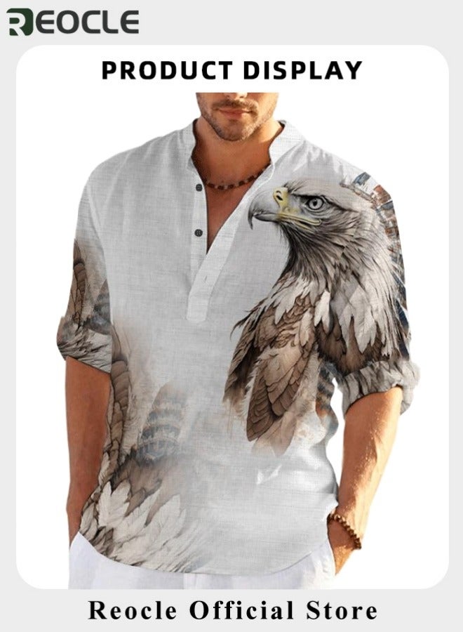 Men's Shirt Animal Stylish 3D Printed Graphic Short Sleeve Shirts Casual Fashion Print Button Down Shirt