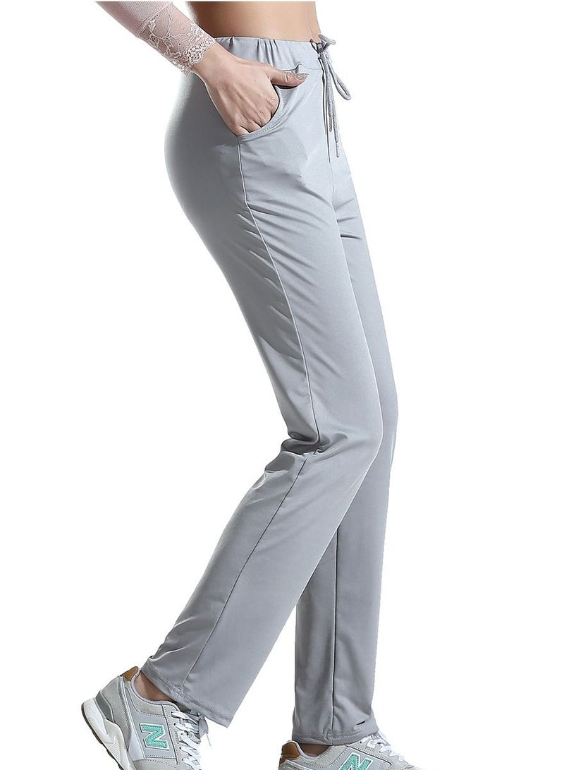 Women's Solid Color Highly Elastic Yoga Pants Comforty Loose Casual Pants Grey