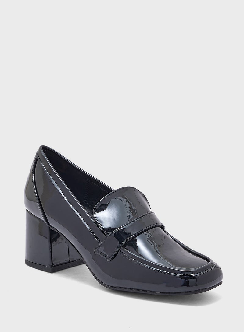 Block Heel Square Toe Pump