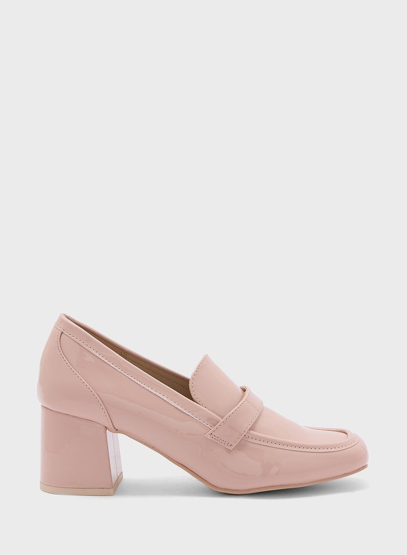 Block Heel Square Toe Pump