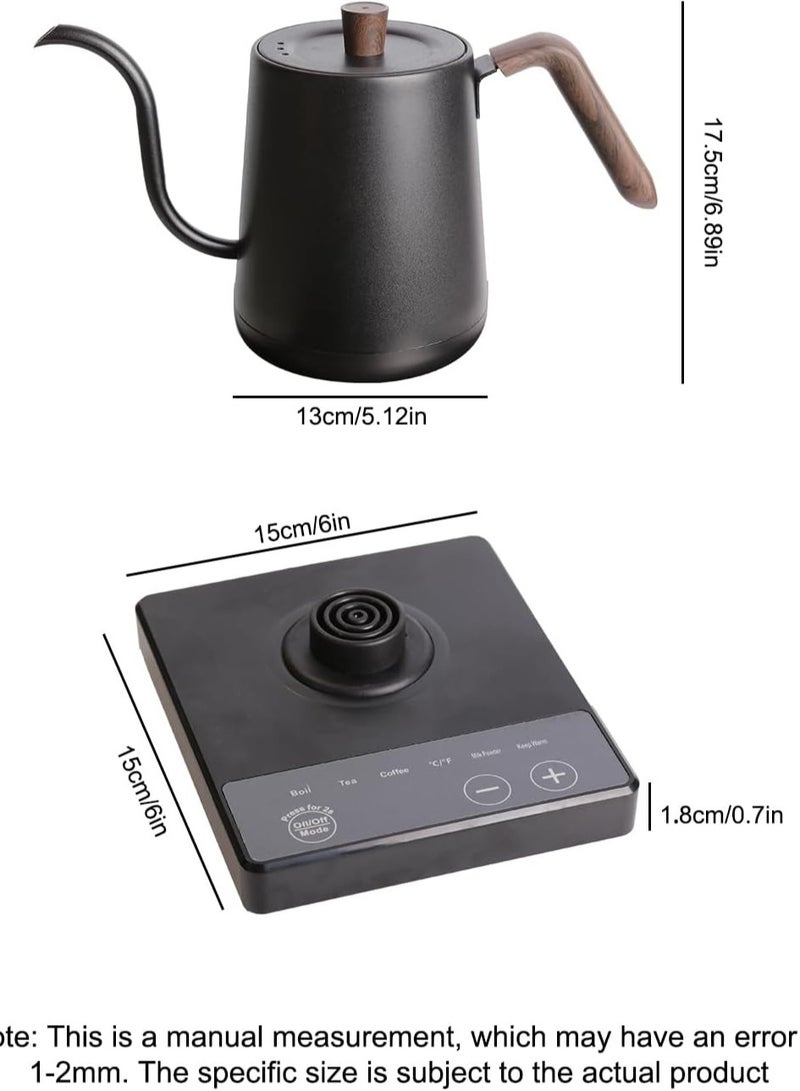 Gooseneck Electric Kettle,Smart Touchscreen coffee pot with Selectable Mode Temperature,SUS304 Stainless Steel,Rapid Heating, suit for V60 Pour-over coffee(1200W/1L)