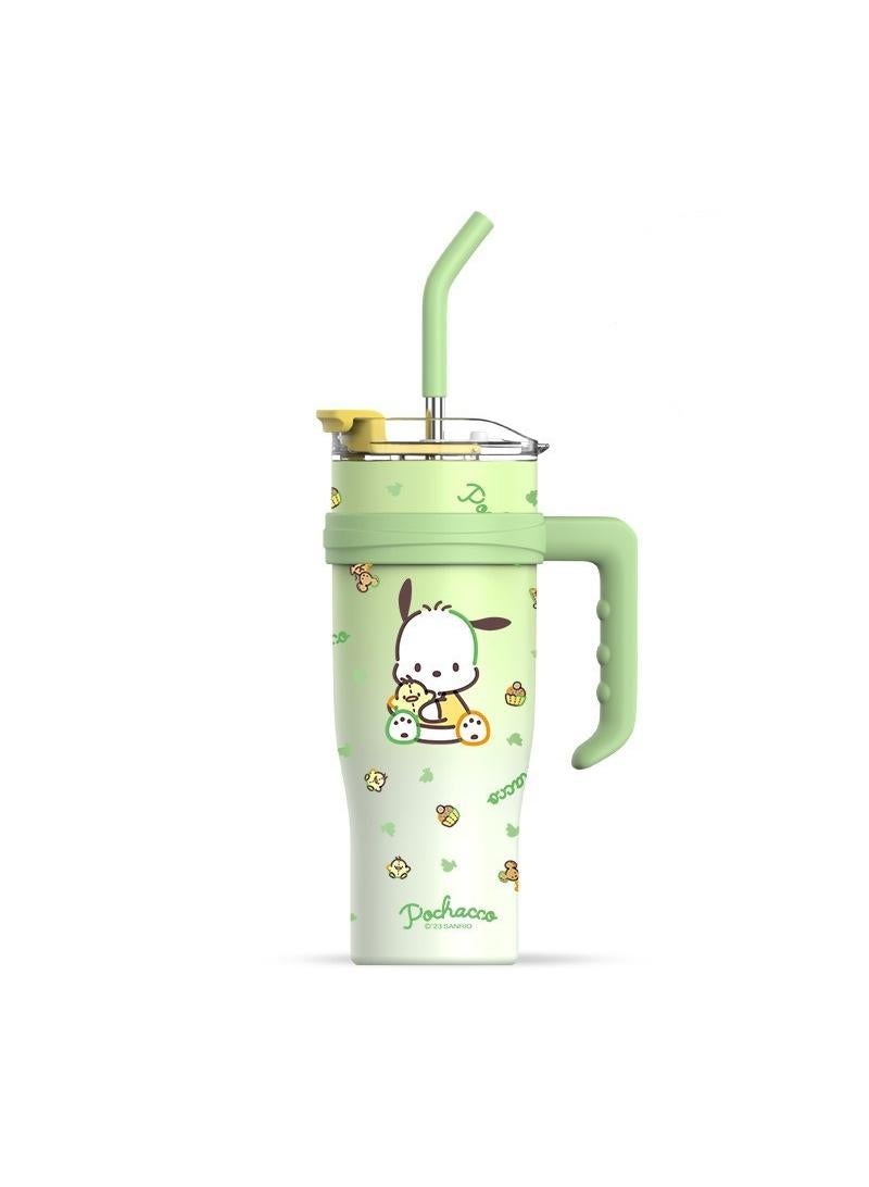 Pochacco Reusable Vacuum quenching Cup, 40oz Cup Large Capacity Vacuum Cup with Straw car Heat Preservation Cold Preservation Large ice Cup , Iced Tea or Coffee, Smoothie More, Cream, 40 oz