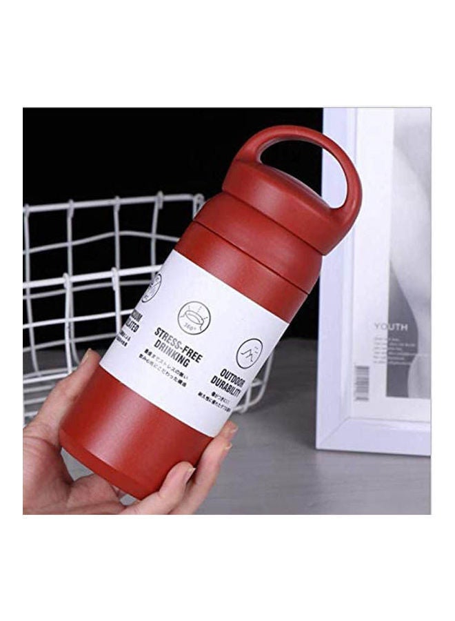Double Wall Vacuum Stainless Steel Thermal Travel Tumbler, Coffee Mug, Water Bottle With Handle Red 350ml