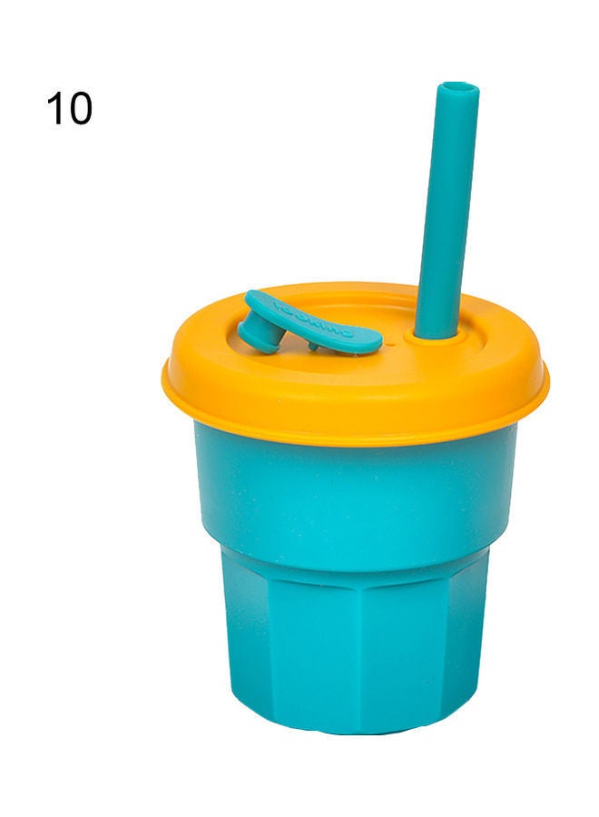 Flexible Heat-Resistant Silicone Unbreakable Tumbler Jug with Straw Blue/Yellow