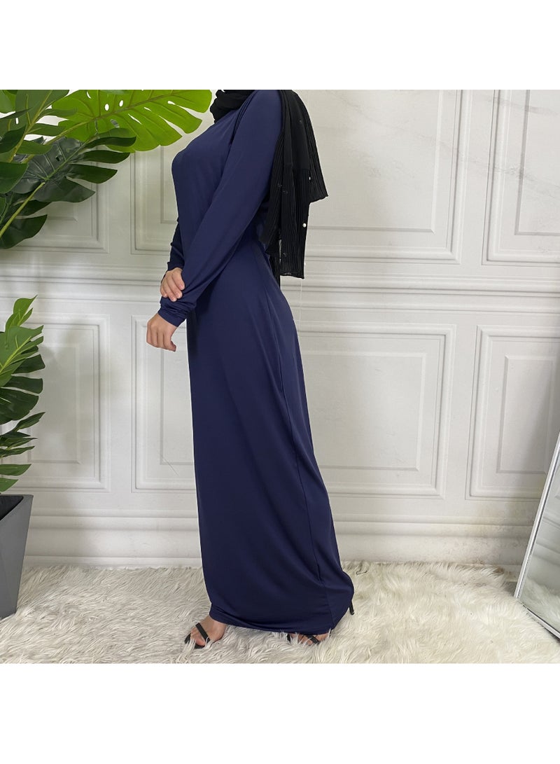 Mock Neck Casual Abaya, Soft Breathable Long Sleeve Women Abaya Dress, Long Lasting Comfortable Normal Muslim Women Islamic Dress for Prayer, Daily Wear, Occasion Wear, ( Size M, Brown)