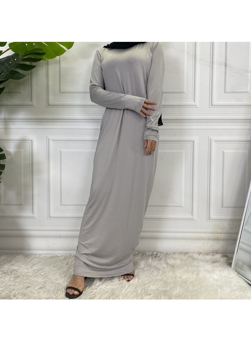 Mock Neck Casual Abaya, Soft Breathable Long Sleeve Women Abaya Dress, Long Lasting Comfortable Normal Muslim Women Islamic Dress for Prayer, Daily Wear, Occasion Wear, ( Size S, White)