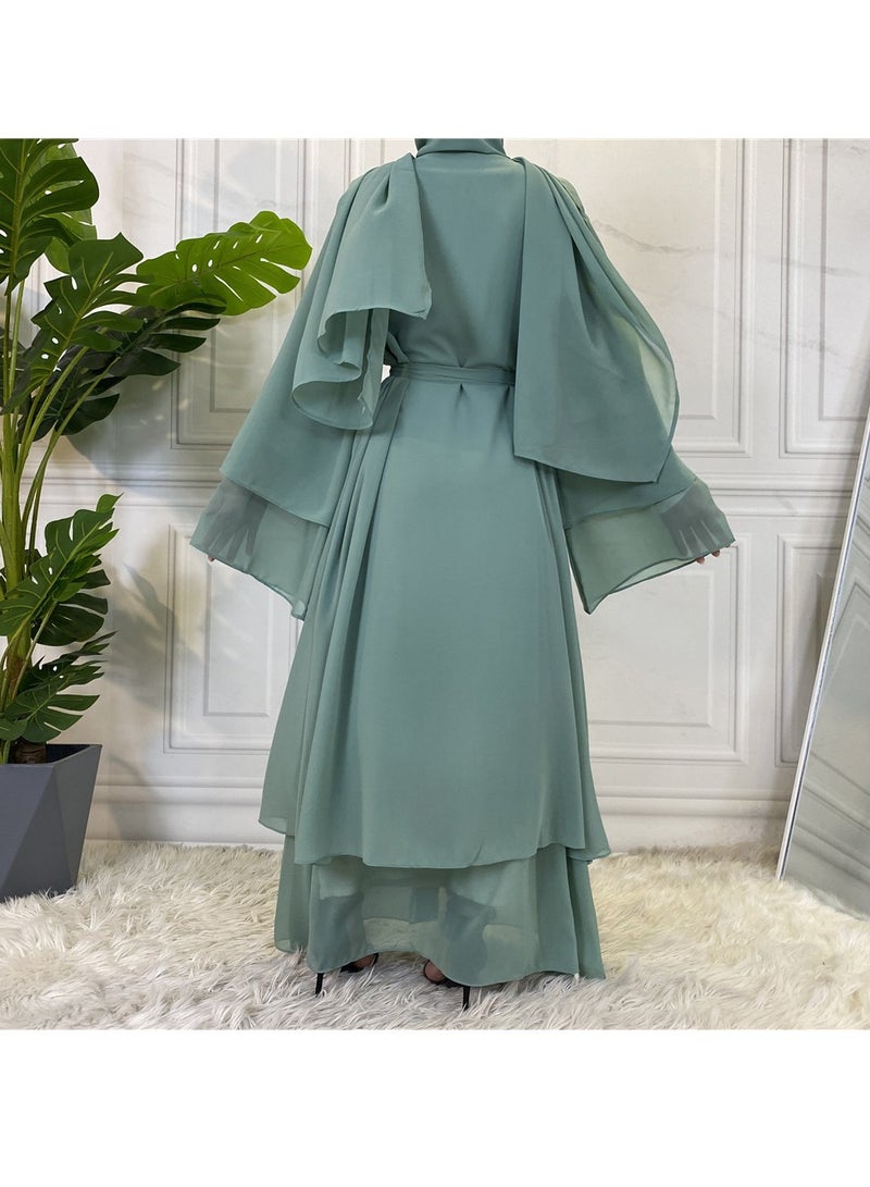 Women Abaya, Comfortable Muslim Dress Solid Loose Fit Long Cardigan Hijab, Durable And Breathable Robe Open Front Kaftan Maxi Dress For Women Teens, (Size L, Skin Powder)