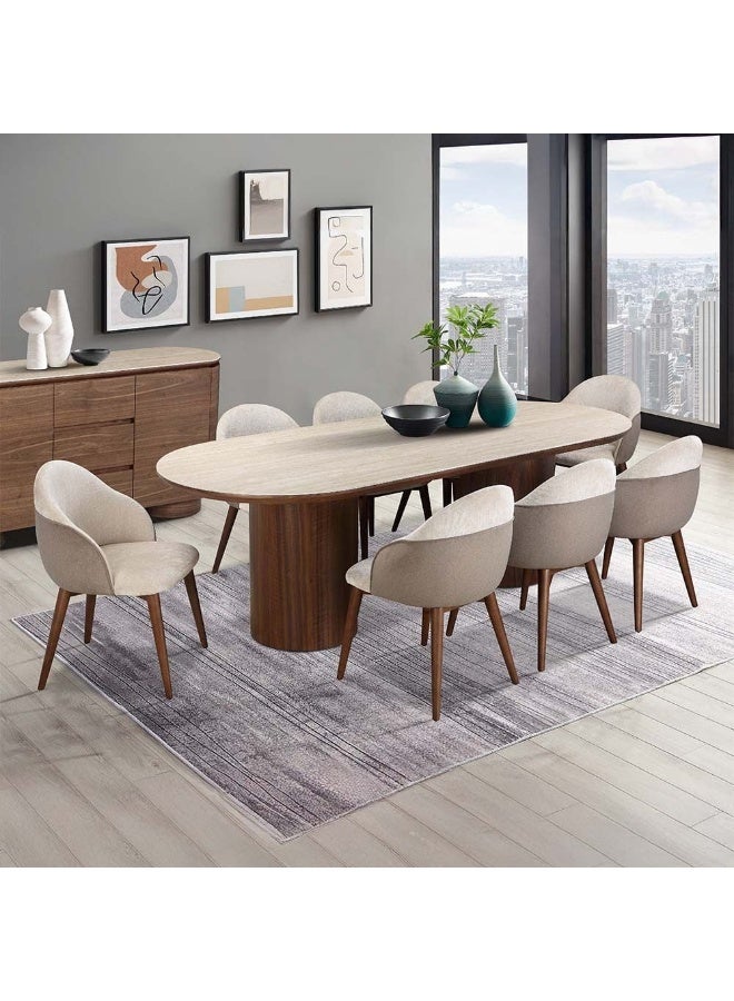 Austria 1 + 8 Dining Set 9-Piece Dining Set Sturdy Kitchen Dining Table With 8 Dining Chairs 1+8 Seater Wooden Modern Design Furniture For Home Dining Room Kitchen - Tural Walnut