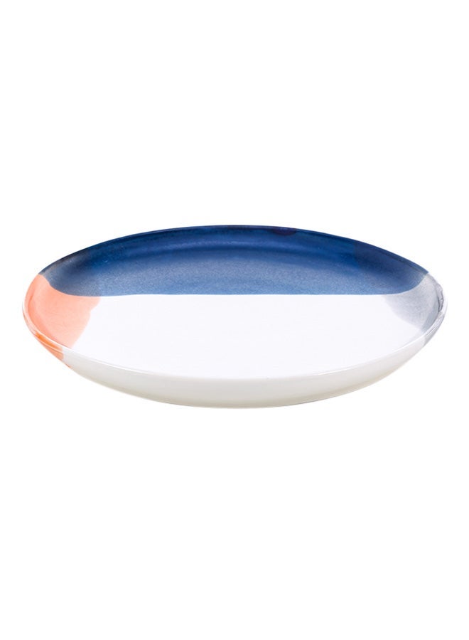 Porcelain Dessert Salad Plate Blue/White/Orange