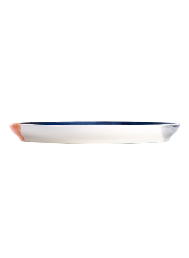 Porcelain Dessert Salad Plate Blue/White/Orange