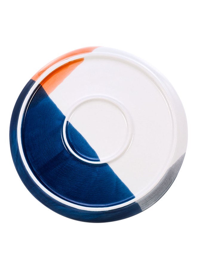 Porcelain Dessert Salad Plate Blue/White/Orange