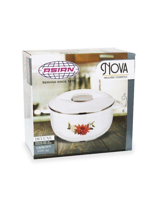 Insulated Stainless Steel Casserole Nova White 5500ML