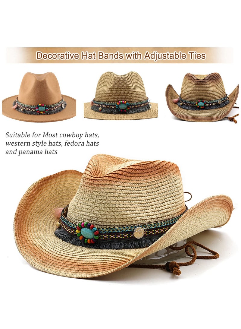 Handmade Adjustable Cowboy Hat Bands, Soft PU Leather, Western Style, Fits Fedora and Straw Hats Perfectly