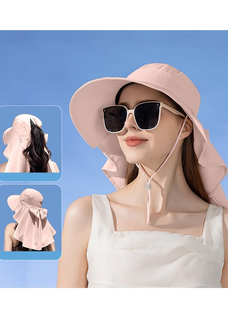 Wide Brim UPF 50+ UV Protection Sun Hats Hiking Fishing with Neck Flap Gardening Face Shawl Large Roll up Cap Summer Beach Vacation