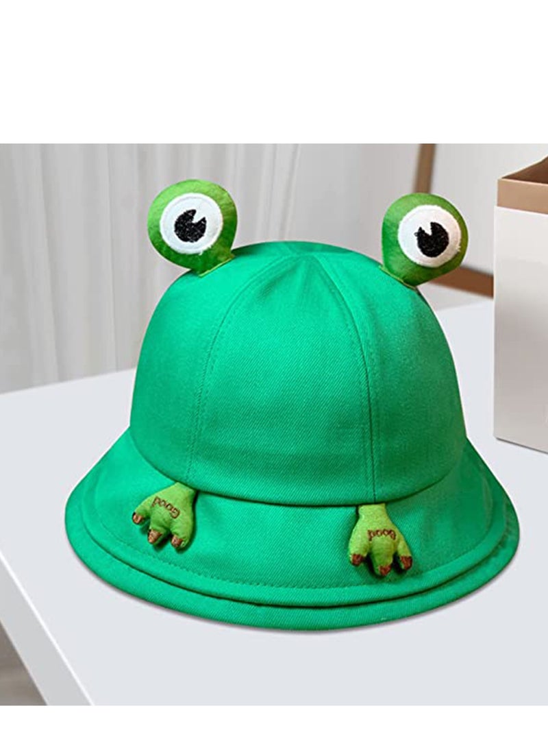 Bucket Hat for Women Men, Cotton The Frog Double Sided Wear Packable Summer Beach Sun  Unisex Outdoor Cap, Wide Brim Fisherman Fun