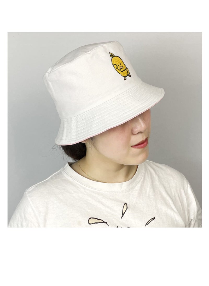 Unisex Duck Embroidered Bucket Hat Fashion Reversible Fisherman Cap