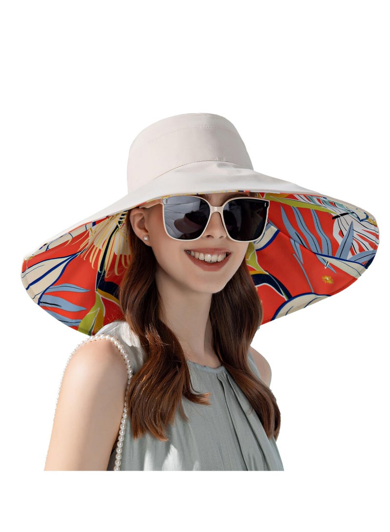 Wide Brim Hats for Women, Packable Extra Large Brim Floppy Sun Hat Reversible UPF 50+ Beach Sun Bucket Hat, Travel hat, Hiking hat, Fishing hat