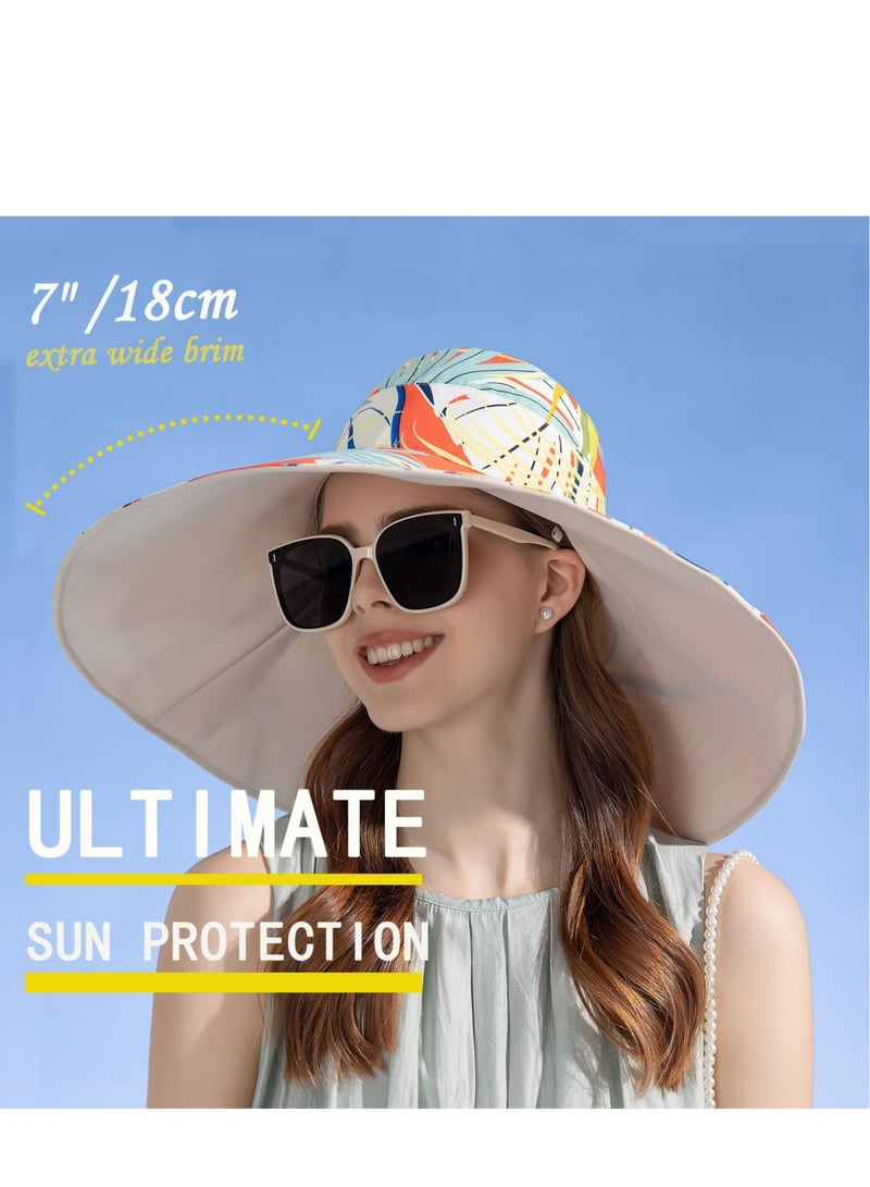 Wide Brim Hats for Women, Packable Extra Large Brim Floppy Sun Hat Reversible UPF 50+ Beach Sun Bucket Hat, Travel hat, Hiking hat, Fishing hat