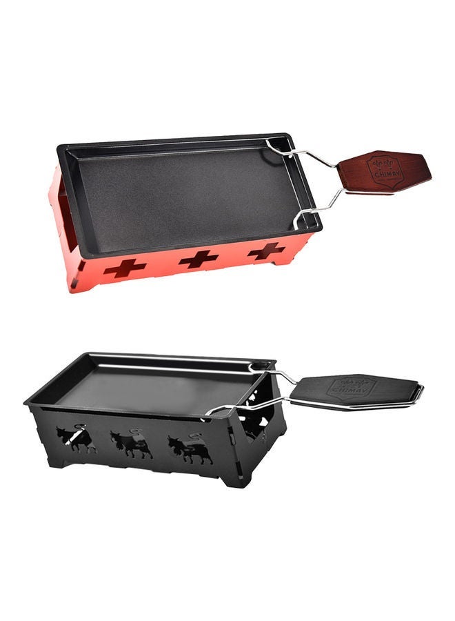 Non-Stick Raclette Grill Set Red/Black 19.00x6.50x9.50cm