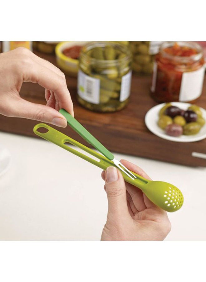 2-Piece Scoop And Pick Jar Spoon Fork Set Green 20x2.7x2.7cm