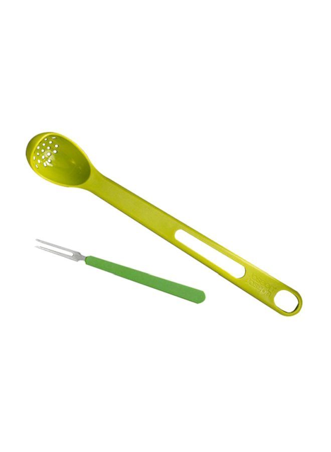 2-Piece Scoop And Pick Jar Spoon Fork Set Green 20x2.7x2.7cm