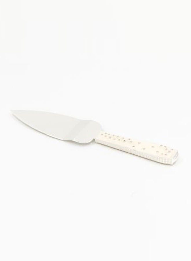 2-Piece Cake Knife Set White/Silver 1xCake Shovel 13x37x3, 1xLarge 20cm