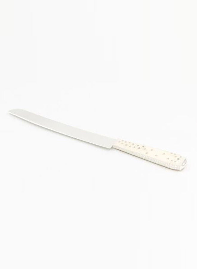 2-Piece Cake Knife Set White/Silver 1xCake Shovel 13x37x3, 1xLarge 20cm