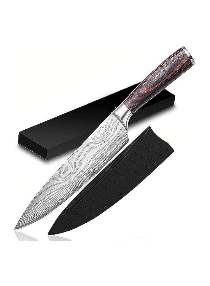 Chef Knife - Professional Kitchen Knife 8 Inches - German High Carbon Stainless Steel with Sheath & Box