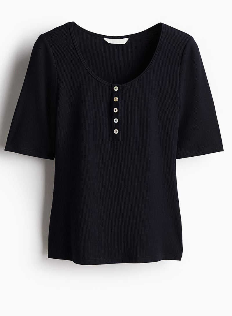 Ribbed Henley Top